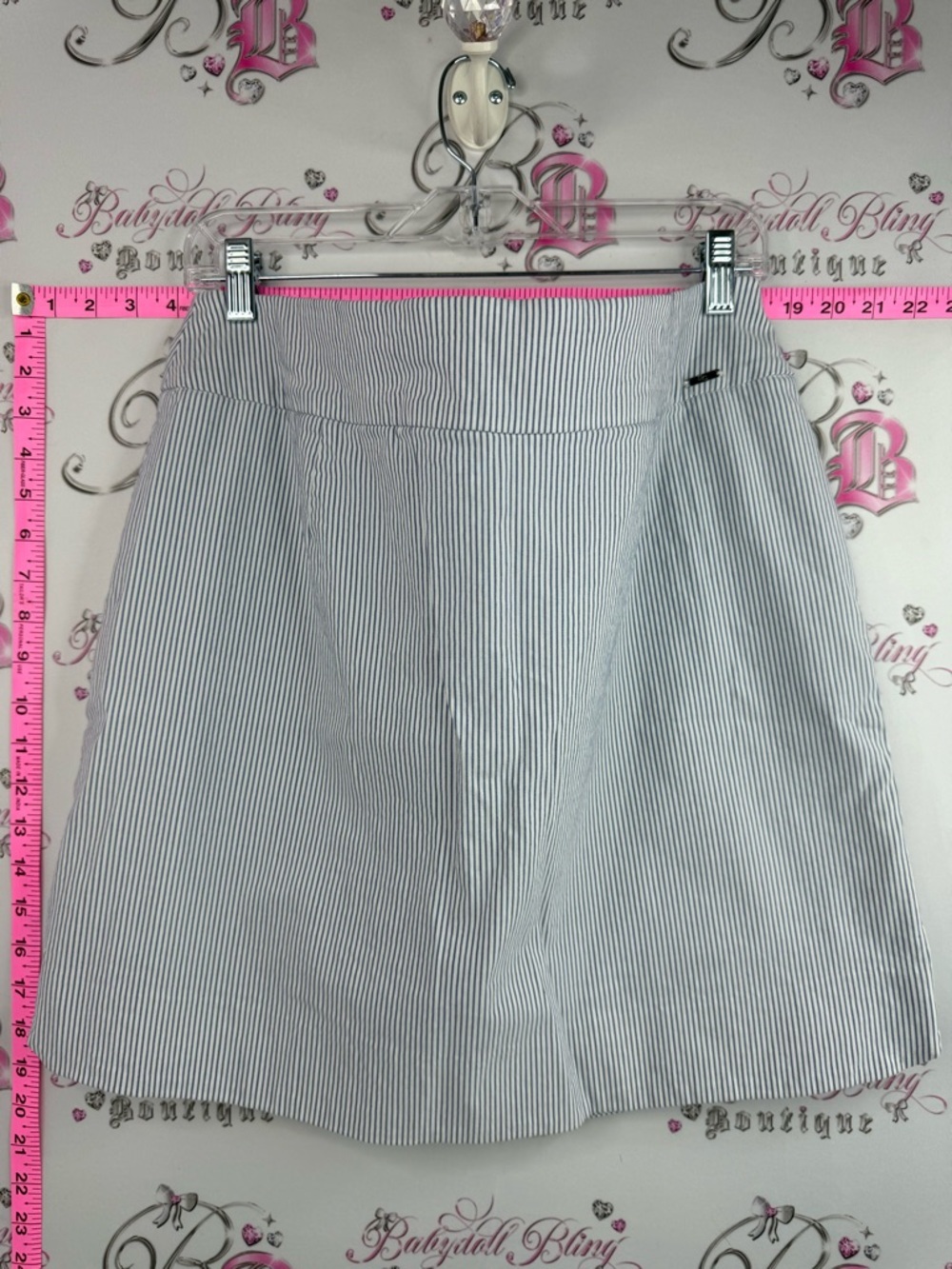 S.c & co. Skort Women's Striped Midi high waist Skirt shorts White Navy stripped